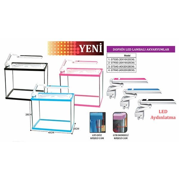 Dophin Led Lambalı Akvaryum 30x16x25 Cm