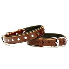 Doggie Comfort Deri Rivetli Köpek Boyun Tasması Medium Kahverengi 2x35-40 Cm