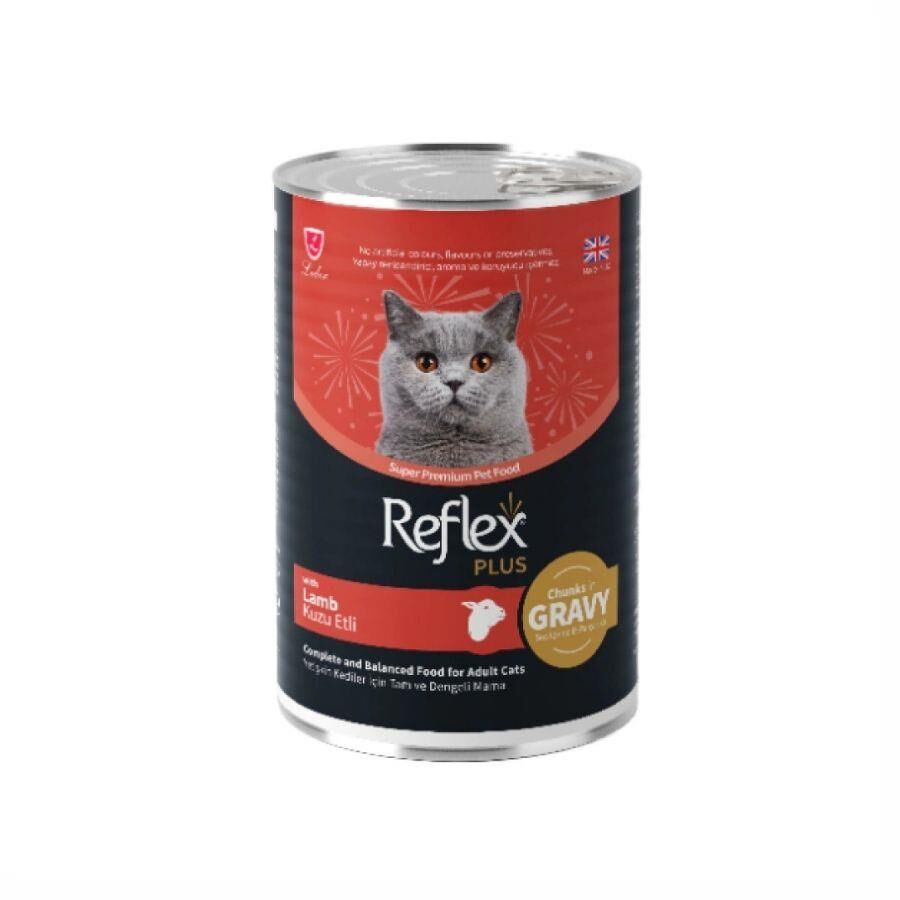 Reflex Plus Sos İçinde Et Parçacıklı Kuzulu Yetişkin Kedi Konservesi 400 Gr