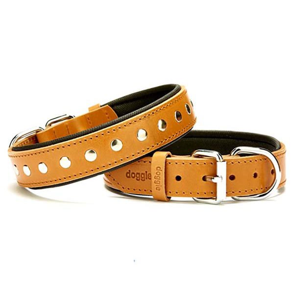 Doggie Comfort Deri Rivetli Köpek Boyun Tasması Medium Camel 3x42-50 Cm