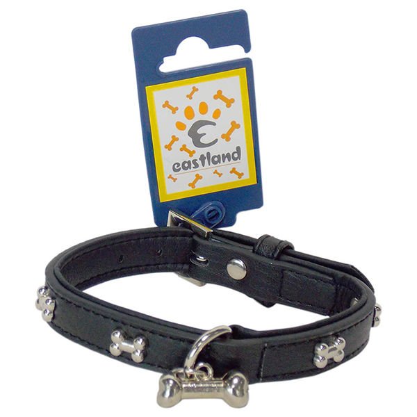 Eastland Deri Metal Kemik işlemeli Köpek Boyun Tasması 1.6 Mm 35 Cm