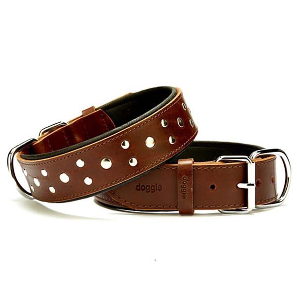 Doggie Comfort Deri Rivetli Köpek Boyun Tasması Small Kahverengi 4x47-55 Cm