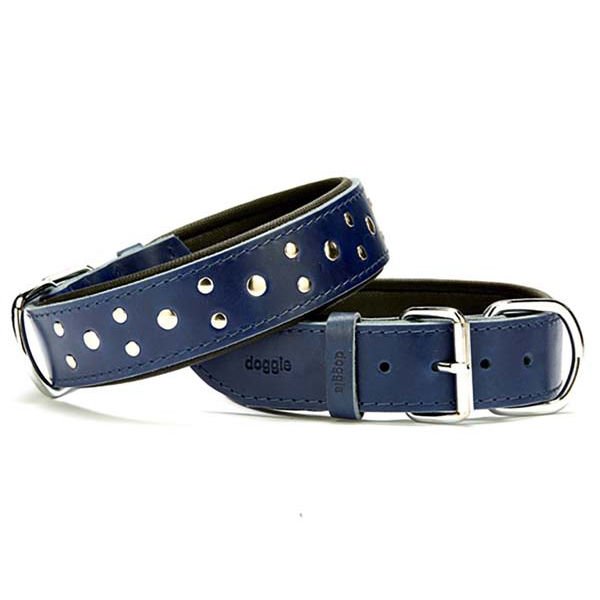 Doggie Comfort Deri Rivetli Köpek Boyun Tasması Small Mavi 4x47-55 Cm