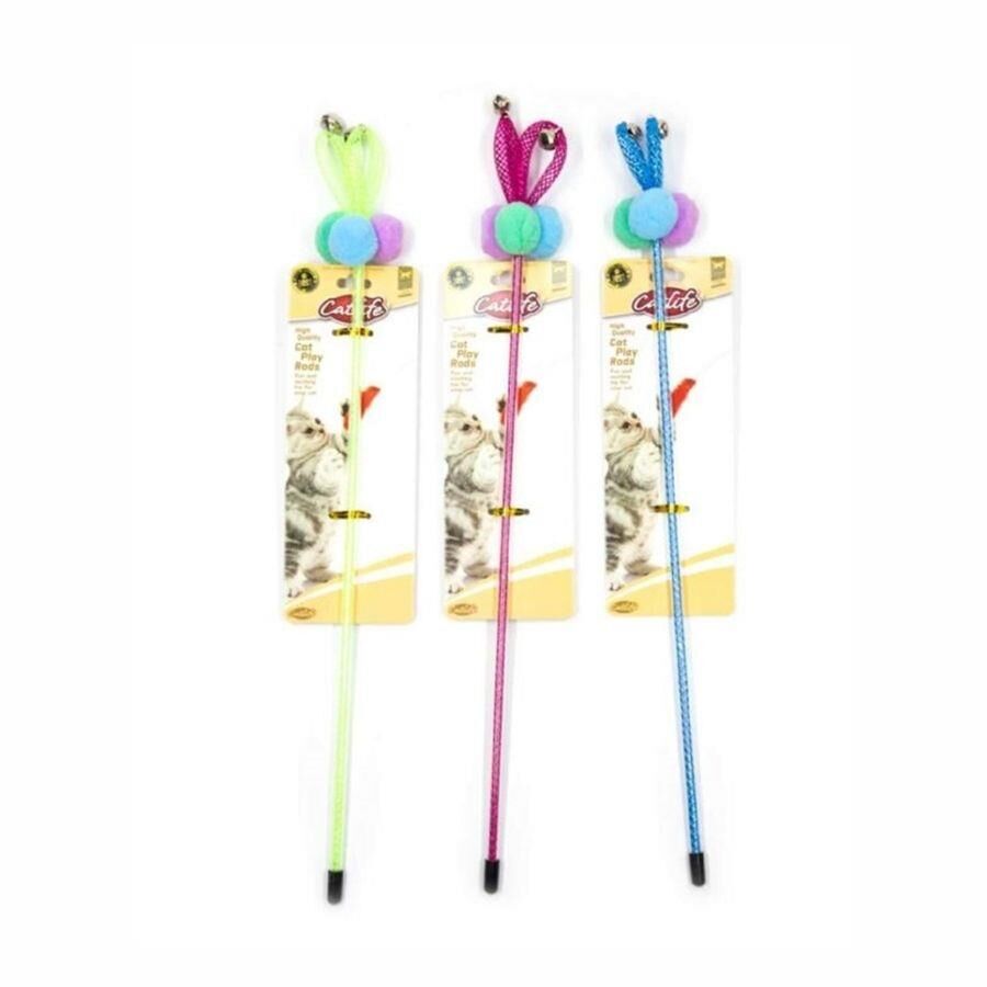 Catlife Peluş Toplu Zilli Kedi Oltası Oyuncağı Karışık Renk 40 Cm