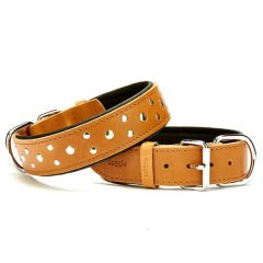 Doggie Comfort Deri Rivetli Köpek Boyun Tasması Small Camel 4x47-55 Cm