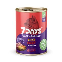 7Days Tahılsız Taze Sığır Etli Soslu Yavru Konserve Kedi Maması 415 Gr