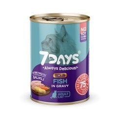 7Days Tahılsız Taze Balık Etli Soslu Yetişkin Konserve Kedi Maması 415 Gr