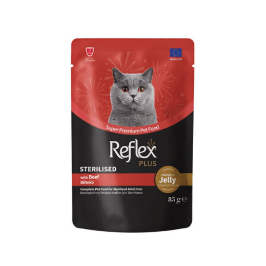 Reflex Plus Sos İçinde Parça Biftek Etli Kısırlaştırılmış Kedi Konservesi 85 Gr