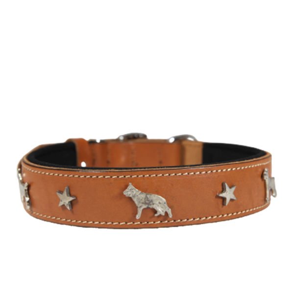 Doggie Comfort Deri Köpek Süslü Köpek Boyun Tasması Small Camel