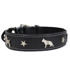 Doggie Comfort Deri Köpek Süslü Köpek Boyun Tasması Medium Siyah