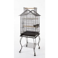 Euro Gold Sehpalı Üçgen Papağan Kafesi Beyaz 51x51x139 Cm