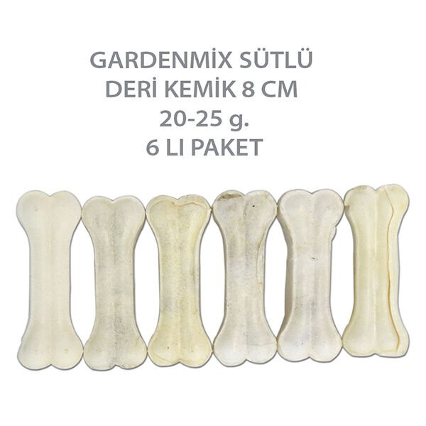 Garden Mix Sütlü Deri Köpek Kemik Ödülü 6x8 Cm