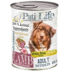 Pati Life Tahılsız Kuzu Etli Yetişkin Köpek Konservesi 415 Gr
