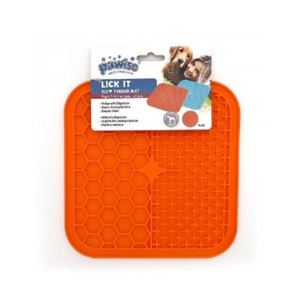 Pawise Silikon Kedi ve Köpek Sıvı Ödül Yalama Matı Turuncu 21x21 Cm