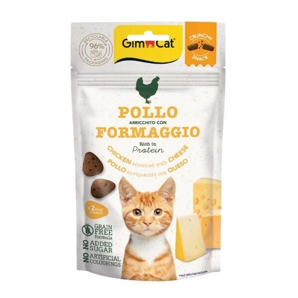 Gimcat Crunchy Snacks Tavuklu ve Peynirli Tahılsız Kedi Ödül Maması 50 Gr