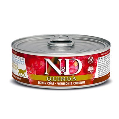 N&D Quinoa Skin Geyik ve Hindistan Cevizli Kedi Konservesi 80 gr