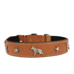 Doggie Comfort Deri Köpek Süslü Köpek Boyun Tasması Large Camel