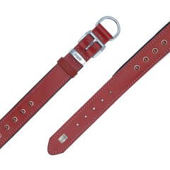 Doggie Comfort Deri Çivili Köpek Boyun Tasması Medium Kırmızı 2.5x37-45 Cm