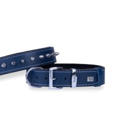 Doggie Comfort Deri Çivili Köpek Boyun Tasması Medium Mavi 2.5x37-45 Cm