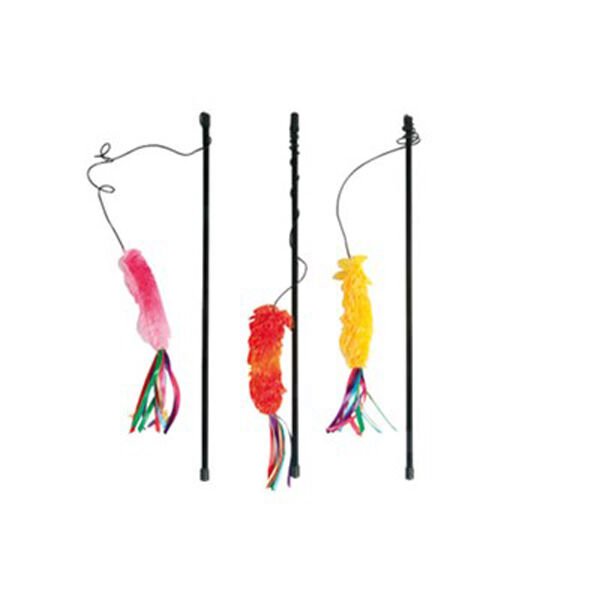 Flamingo Tüylü Kısa Kedi Oltası Oyuncağı 25 Cm