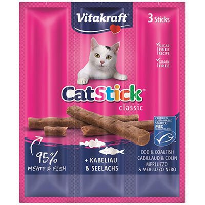 Vitakraft Cat Sticks Morina Balıklı Kedi Ödül Maması 3x18 Gr
