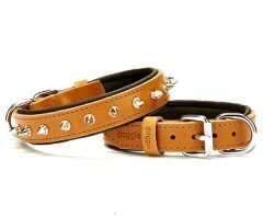 Doggie Comfort Deri Çivili Köpek Boyun Tasması Medium Camel 2.5x37-45 Cm