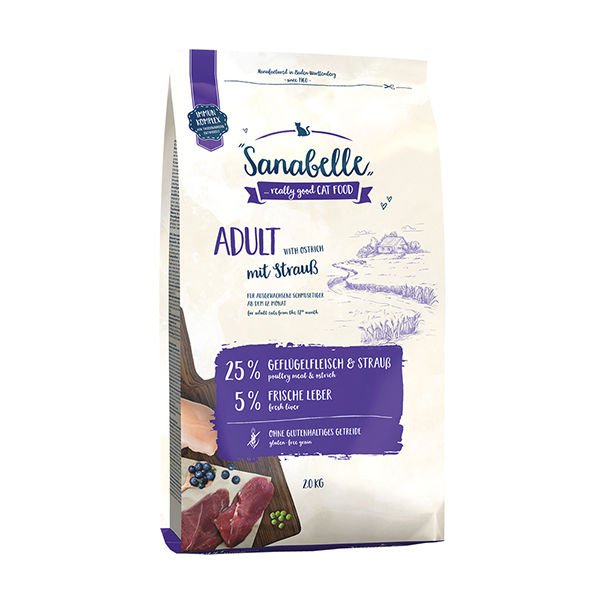 Sanabelle Ostrict Adult Tahılsız Deve Kuşu Etli Yetişkin Kedi Maması 2 Kg