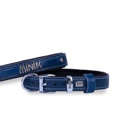 Doggie Konfor Deri İsimlikli Köpek Boyun Tasması Medium Royal Mavi 2.5x37-45 Cm