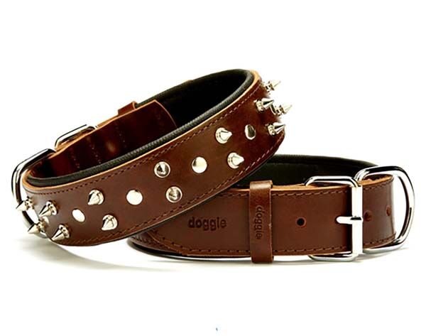 Doggie Comfort Deri Çivili Köpek Boyun Tasması Medium Kahverengi 4x52-60 Cm