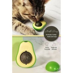 Avokado Catnipli Kedi Çimi Topu Kedi Nanesi Oyuncağı Yeşil 45x33x60 Mm