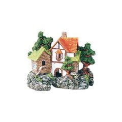 Dophin King Akvaryum Dekoru Kayalıklı Renkli Evler 23x13x21 Cm