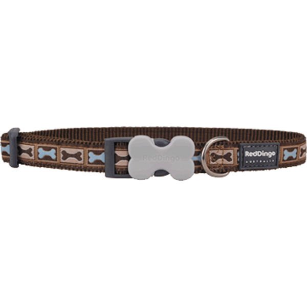 Red Dingo Bone Yard Desenli Köpek Boyun Tasması Kahverengi 20 Mm