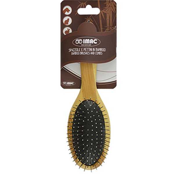 İmac Yumuşak Uçlu Çelik Telli Bambu Köpek Tarama Fırçası 23x6.5 Cm