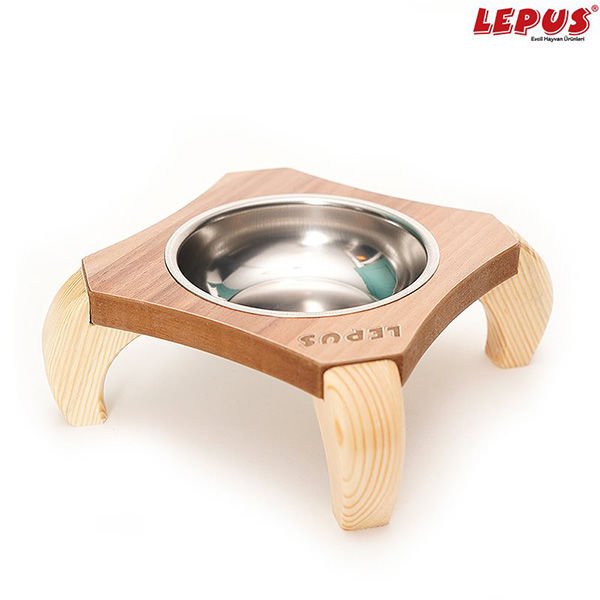 Lepus Ahşap Mama Kabı Tekli