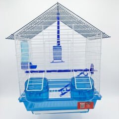 Kiki Excellent Portatif Dik Çatılı Muhabbet Kuşu Kafesi 38x29x20 Cm Mavi