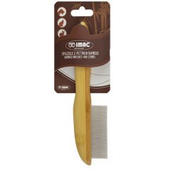 İmac Çelik Döner Telli Bambu Köpek Tüy Tarama Fırçası Medium 21.2x2.9 Cm