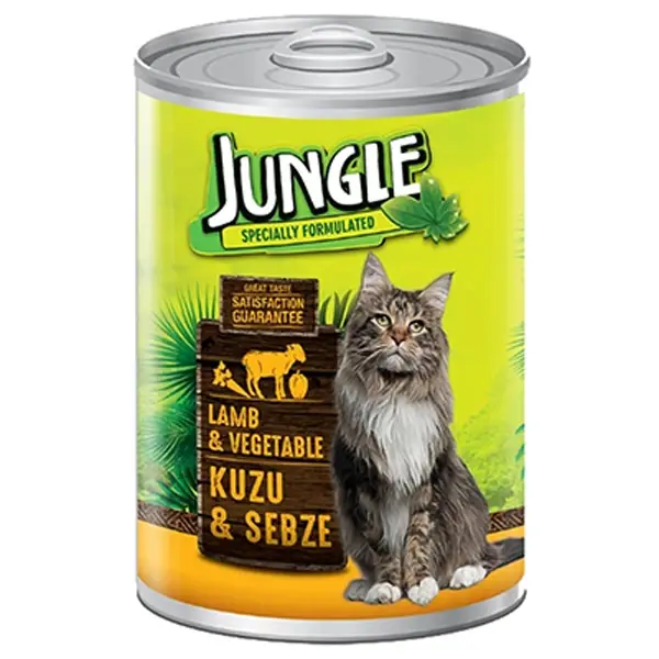 Jungle Kuzu Etli ve Sebzeli Yetişkin Konserve Kedi Maması 1 Adet 415 Gr