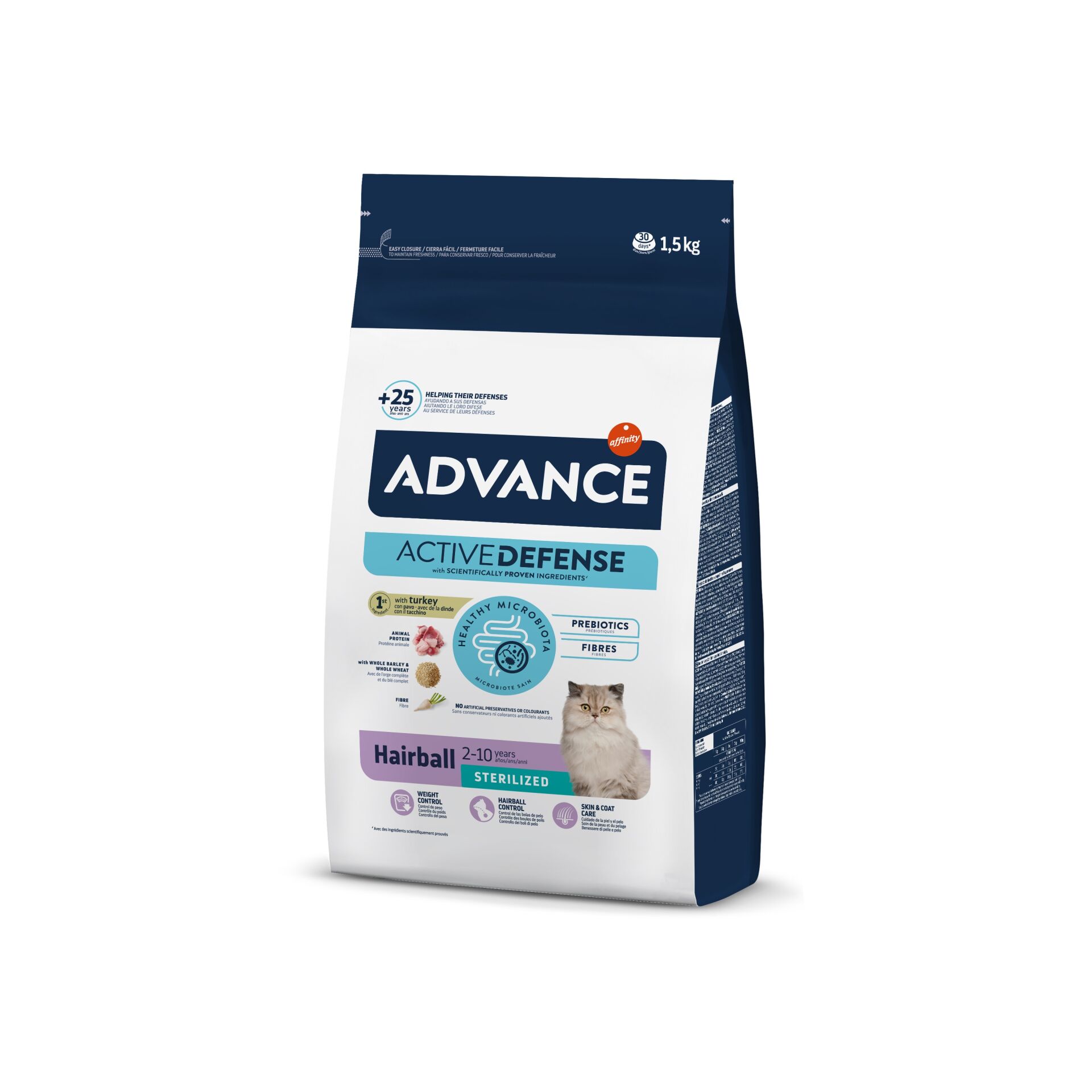 Advance Hairball Kısırlaştırılmış Tüy Yumağı Önleyici Hindili Kısırlaştırılmış Kedi Maması 1,5 kg