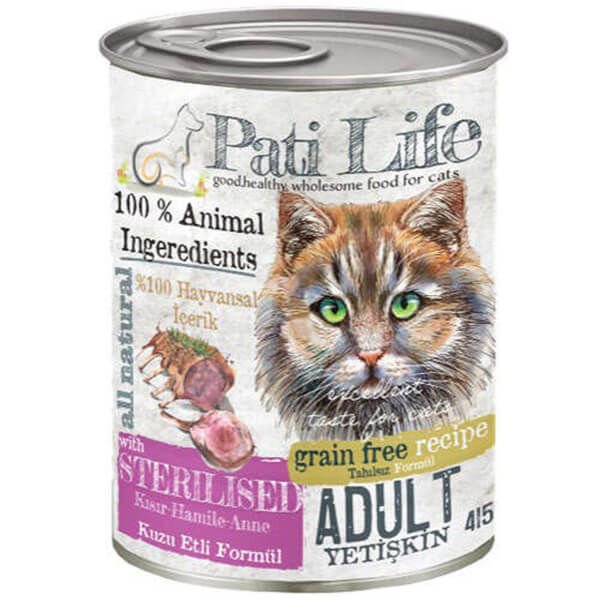 Pati Life Sterilised Tahılsız Kuzu Etli Kısırlaştırılmış Kedi Konservesi 415 Gr