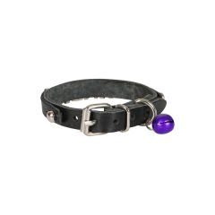Cattie İsimlikli El Yapımı Gerçek Deri Kedi Boyun Tasması Small Siyah 1x16-20 Cm