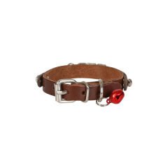 Cattie İsimlikli El Yapımı Gerçek Deri Kedi Boyun Tasması Small Kahverengi 1x16-20 Cm