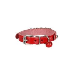 Cattie İsimlikli El Yapımı Gerçek Deri Kedi Boyun Tasması Small Kırmızı 1x16-20 Cm