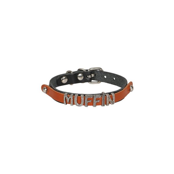 Cattie İsimlikli El Yapımı Gerçek Deri Kedi Boyun Tasması Medium Siyah 1x19-23 Cm