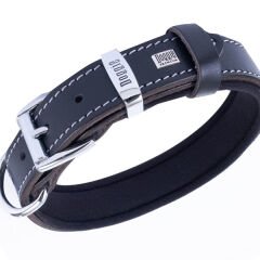 Doggie Comfort Deri Nazar Boncuklu Köpek Boyun Tasması Medium Siyah 2.5x37-45 Cm