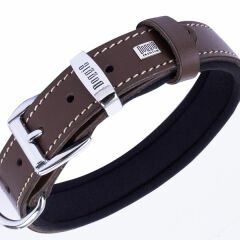 Doggie Comfort Deri Nazar Boncuklu Köpek Boyun Tasması Medium Kahverengi 2.5x37-45 Cm