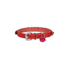 Cattie İsimlikli El Yapımı Gerçek Deri Kedi Boyun Tasması Medium Kırmızı 1x19-23 Cm