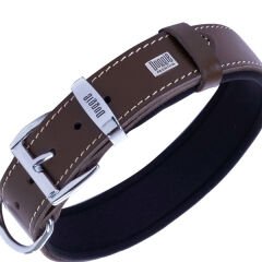 Doggie Comfort Deri Nazar Boncuklu Köpek Boyun Tasması Medium Kahverengi 3x42-50 Cm