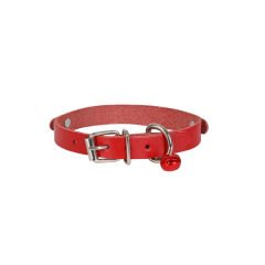 Cattie İsimlikli El Yapımı Gerçek Deri Kedi Boyun Tasması Large Kırmızı 1.2x23-27 Cm