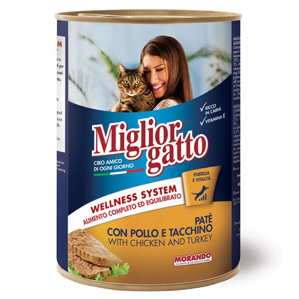 Miglior Tavuk ve Hindili Pate Yetişkin Konserve Kedi Maması 405 Gr