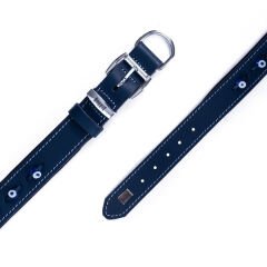 Doggie Comfort Deri Nazar Boncuklu Köpek Boyun Tasması Medium Mavi 3x42-50 Cm